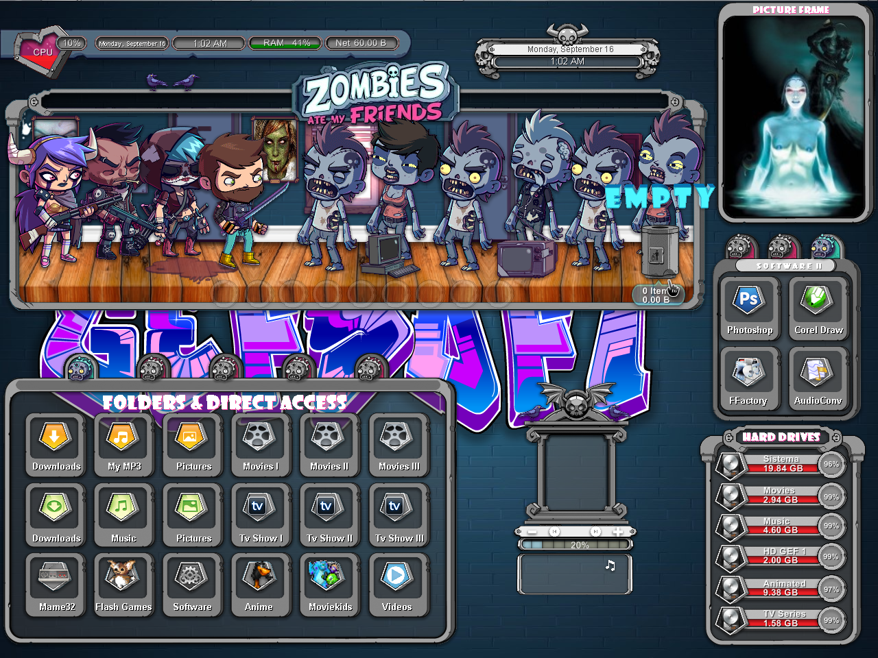 Zombies eat my friends animated rainmeter skin by Gefsoft on