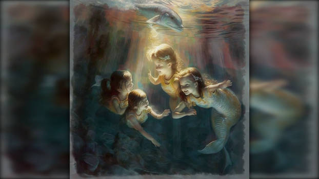 Swimming baby mermaids - Mixed media Video LE