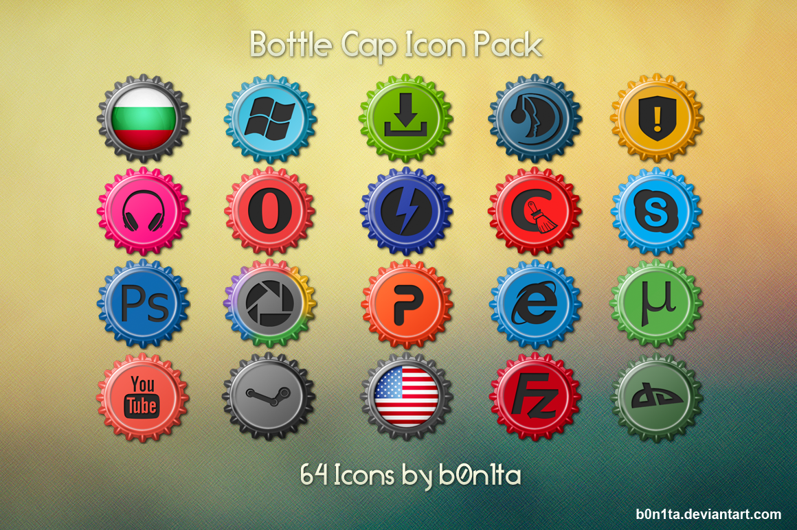Free Bottle Cap Icons Pack by b0n1ta on DeviantArt