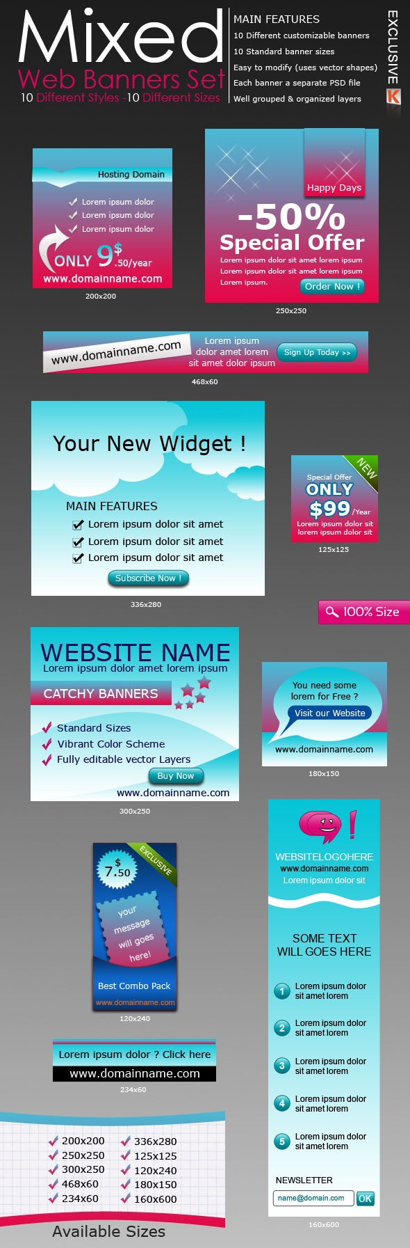 Mixed Web Banners Set by kh2838
