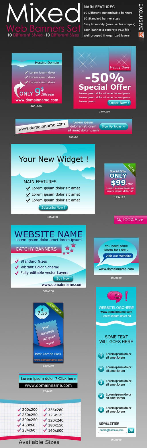 Mixed Web Banners Set by kh2838