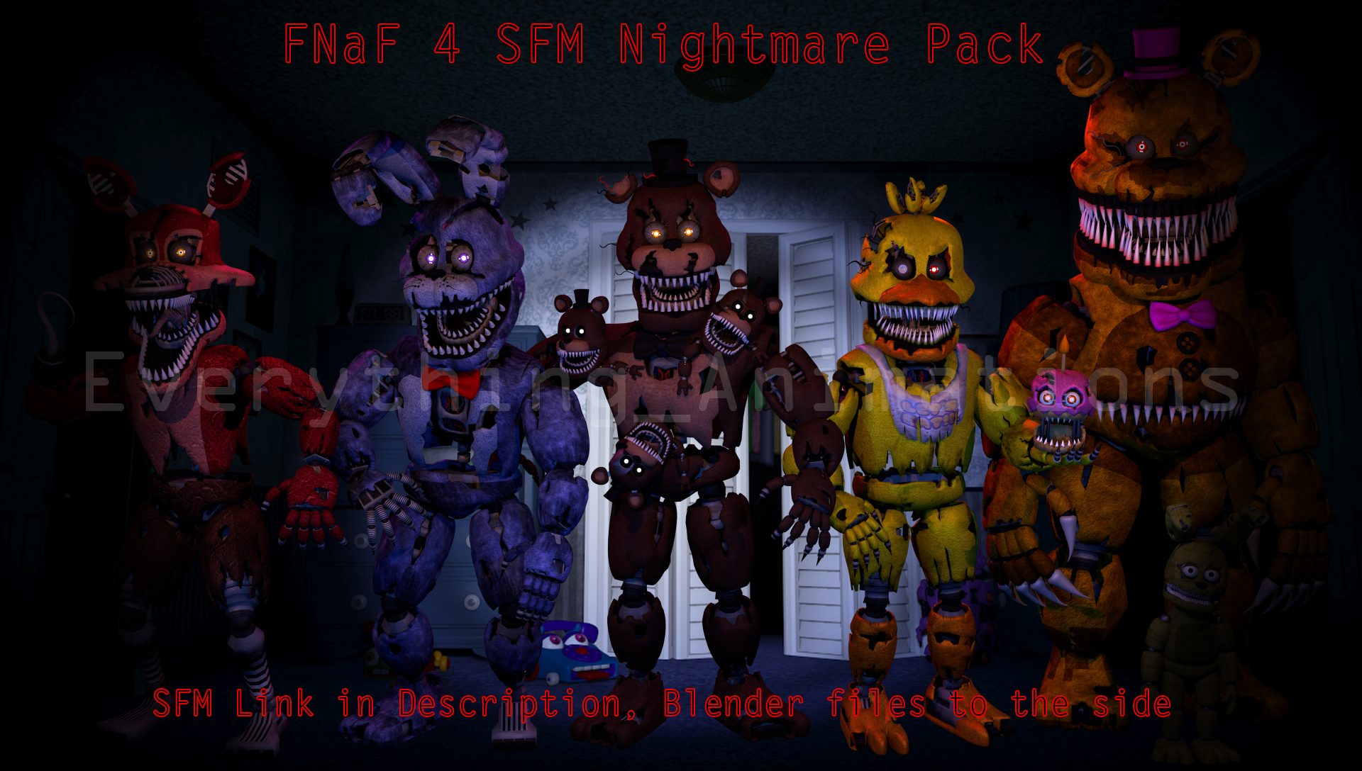 Five Nights at Freddy's 4 Nightmares (4k SFM) by gold94chica on DeviantArt