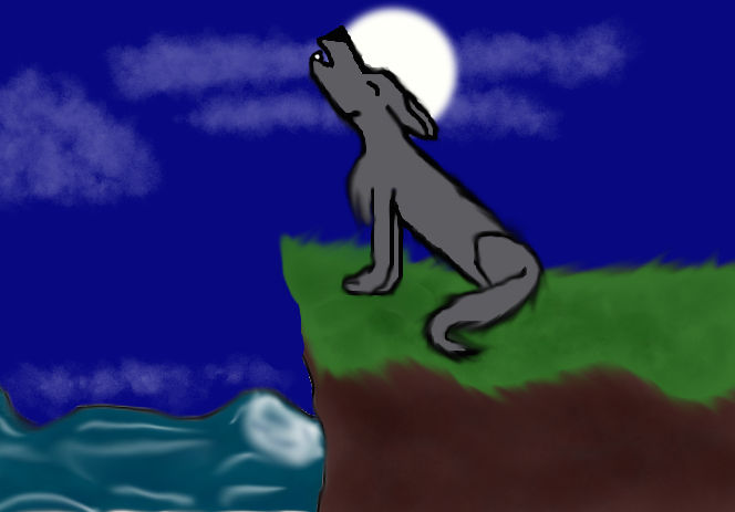 Wolf howling at the moon (computer try) by princesspurplegum on DeviantArt