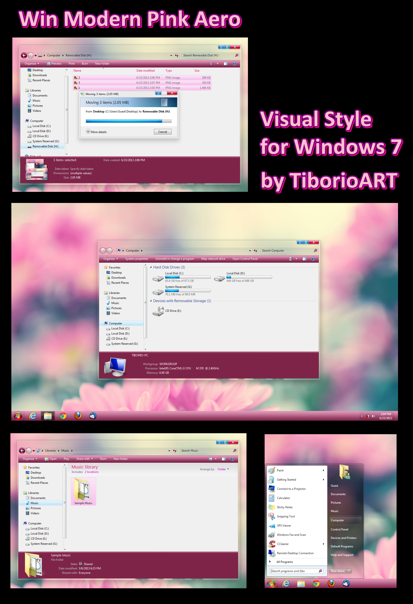 Win Modern Pink Aero for Windows 7