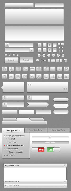 Gray UI Icon Set