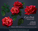 Roses with Leaves 01 Cut Out by kuschelirmel-stock