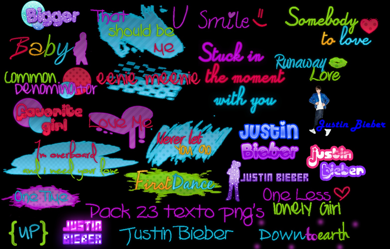 Pack 23 Textos PNG's Justin Bieber