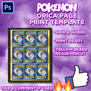 A4 Page Orica Print Template Pokemon Cards PSD