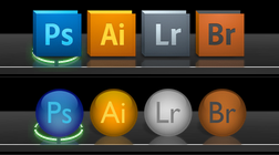 Round shiny Adobe dock icons