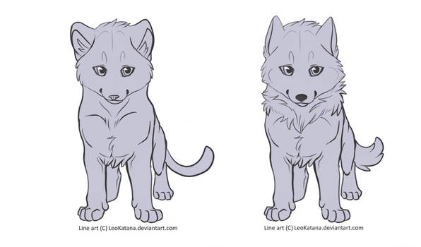 {Free} - Feline and Canine cub Line art