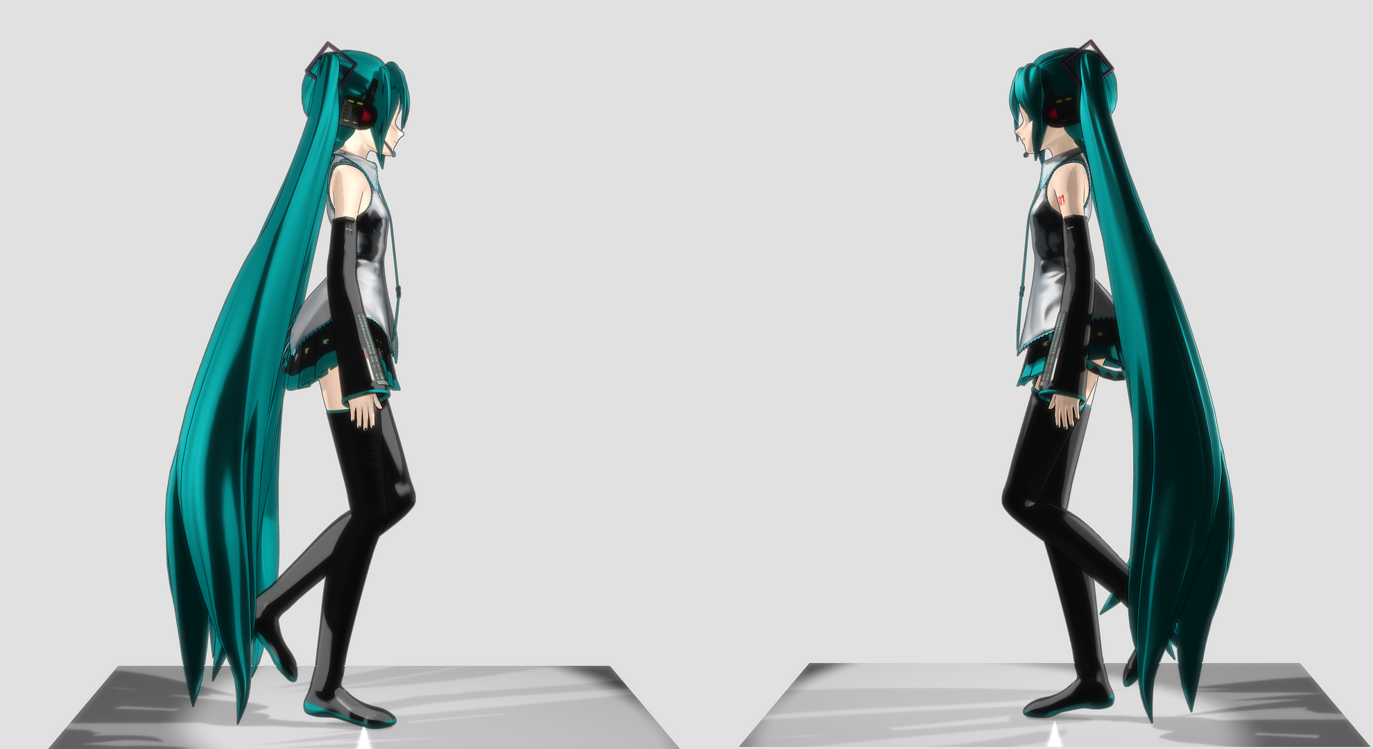 Hatsune Miku HD 3D Animation Walking Cycle Side