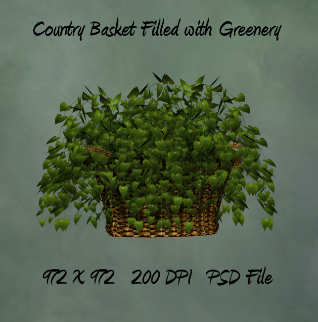 Basket with Greenery PSD