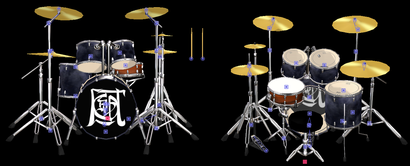 MMD Drum Set Model with bones + Chair and Stick