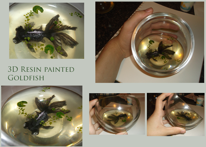 3D Black Goldfish in Resin.