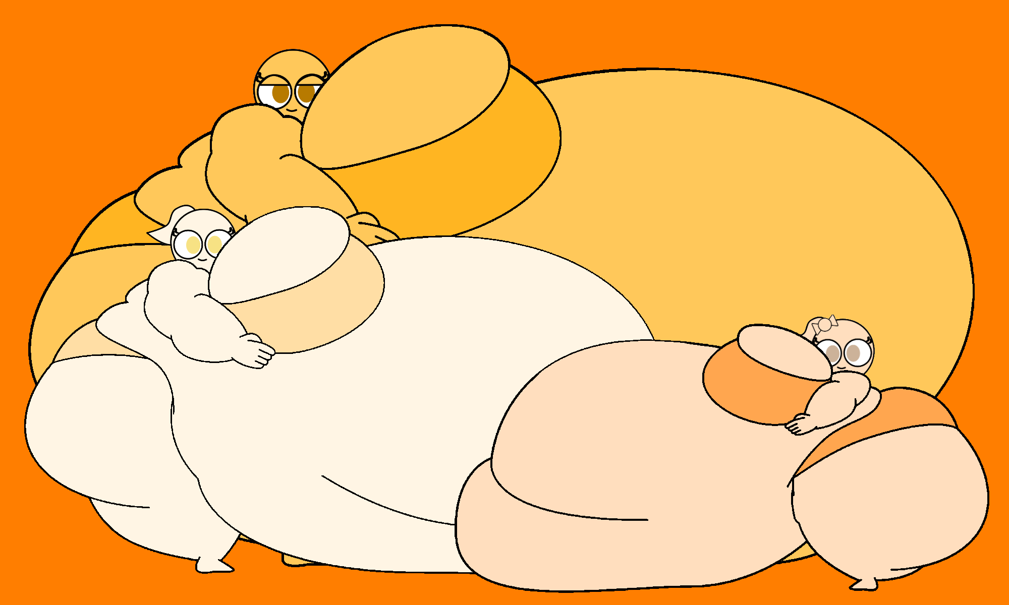 Fat Apricot and Daisy and Peach by Pigg2 on DeviantArt