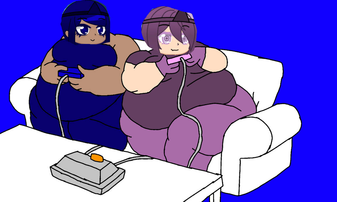 Fat Midnight and Fat Mauve playing video games by Pigg2 on DeviantArt