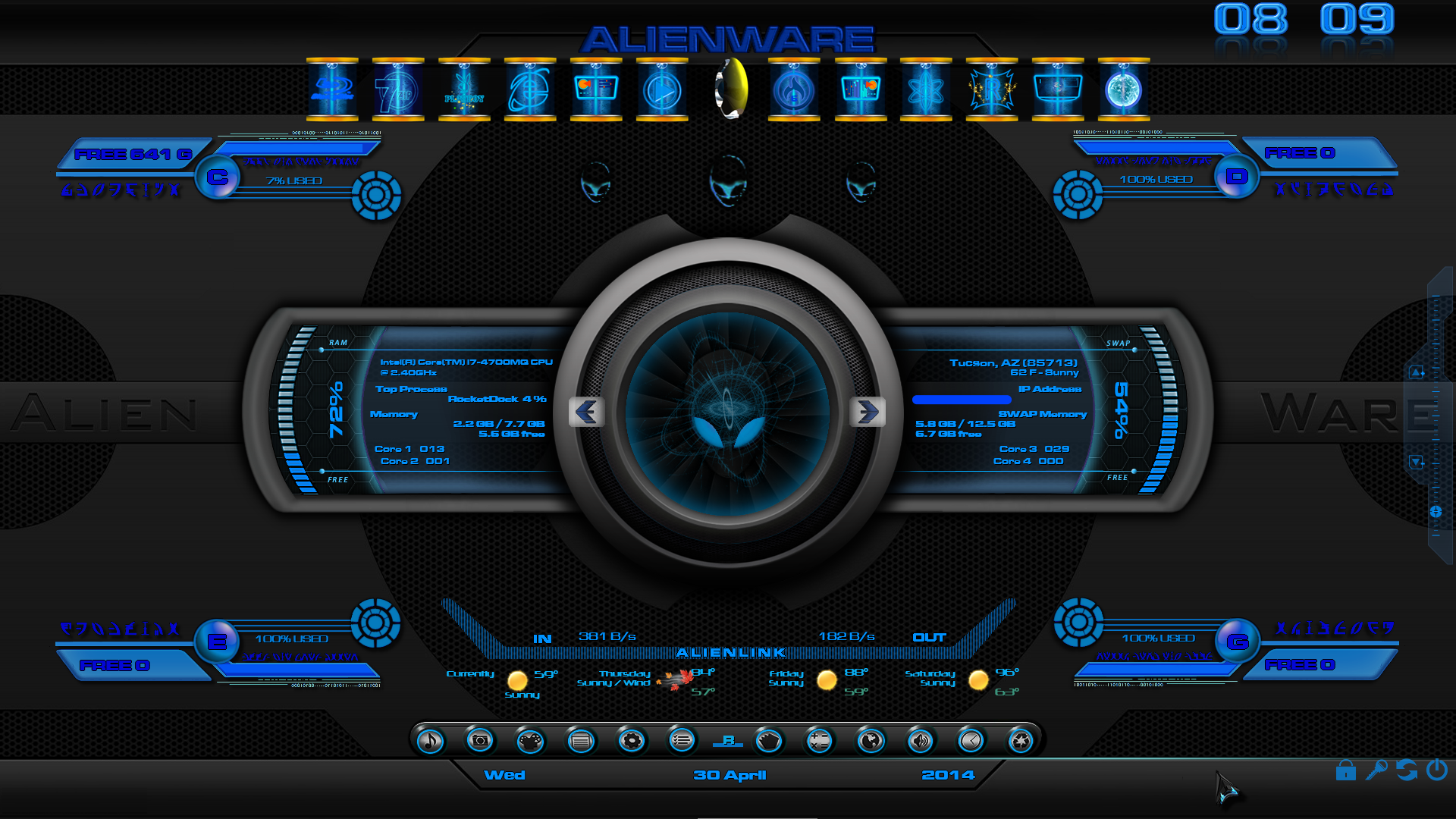 alienware rainmeter skin