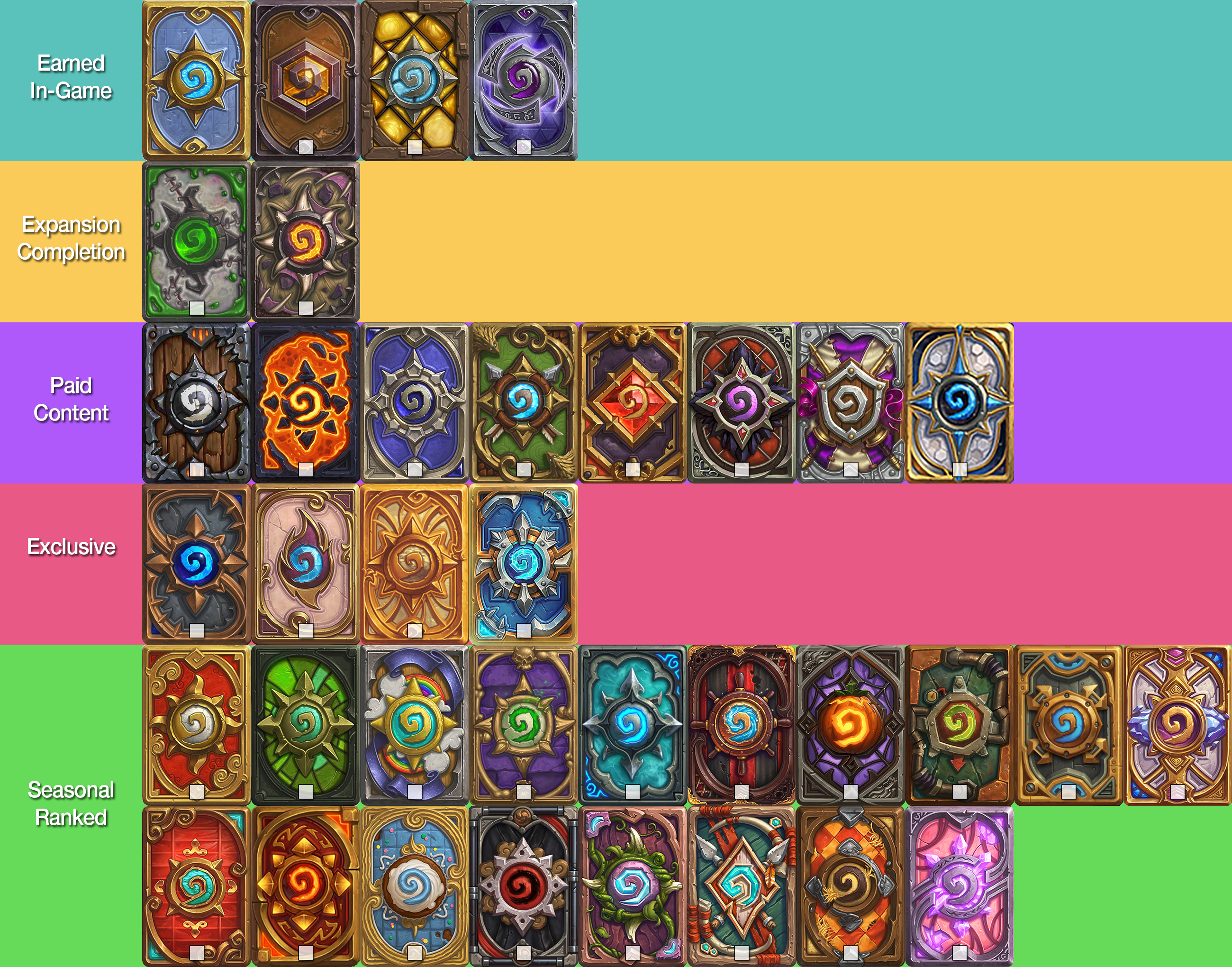 Hearthstone Card Back Checklist