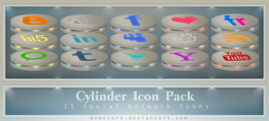 Cylinder Social Network Icon. Pack no.1