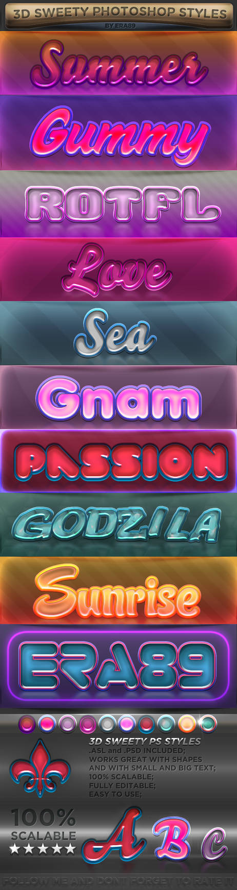 FREE 3D Sweety Photoshop Styles by KoolGfx