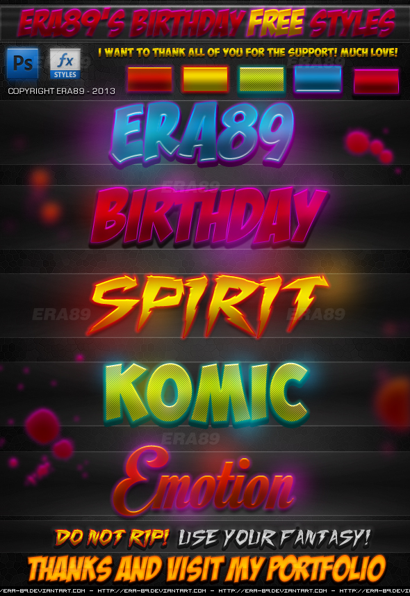 Era89's Birthday FREE Photoshop Styles