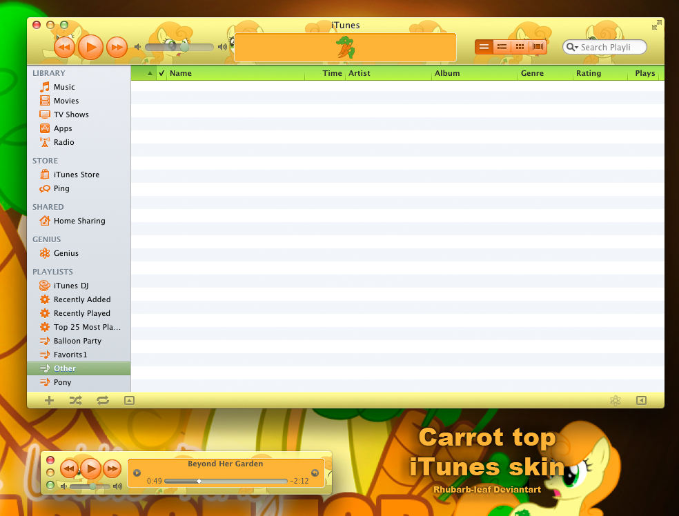 Carrot top iTunes skin