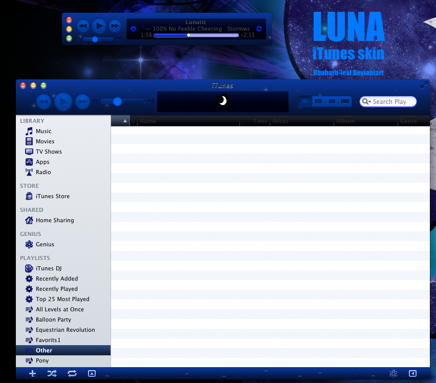 Luna iTunes skin