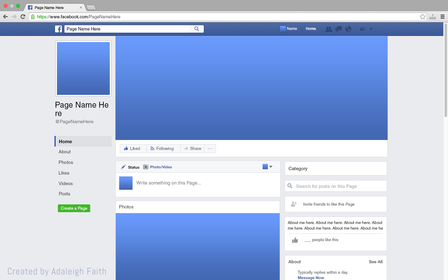 [PREMIUM] Facebook Page Mockup [2017 Layout] by AdaleighFaith on DeviantArt