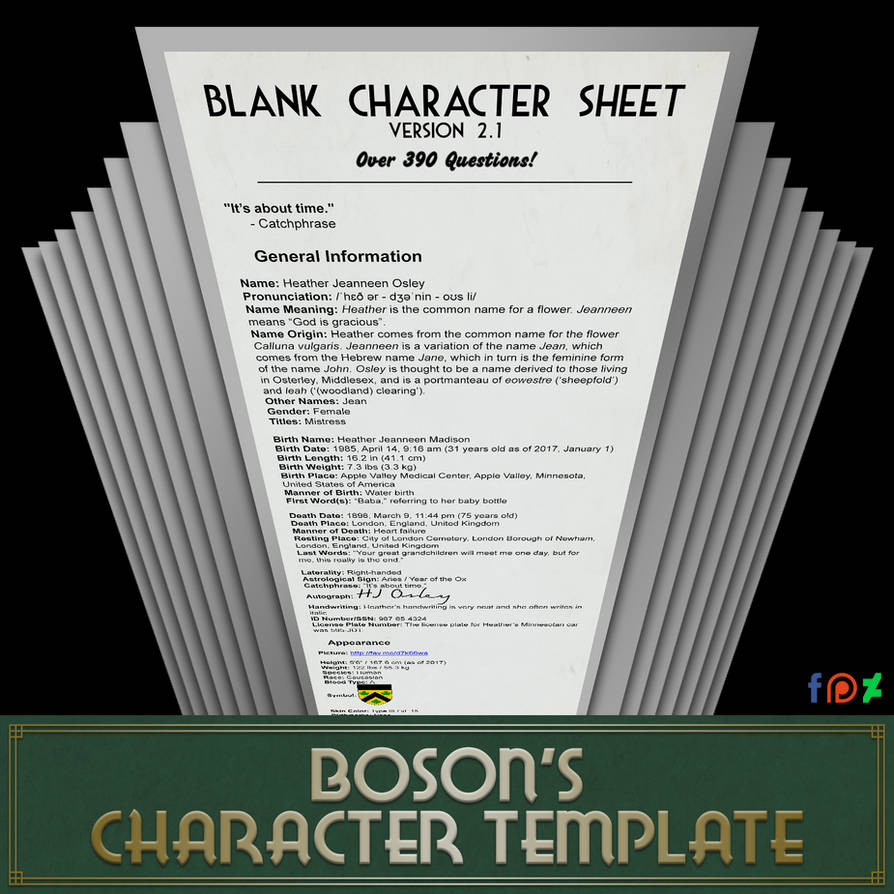Blank Character Sheet 2 1 8 390 Questions By Theboson On Deviantart