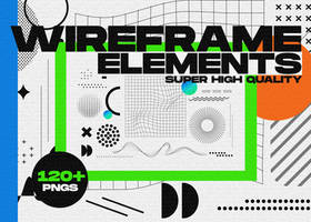 120+ WIREFRAME ELEMENTS PNG PACK