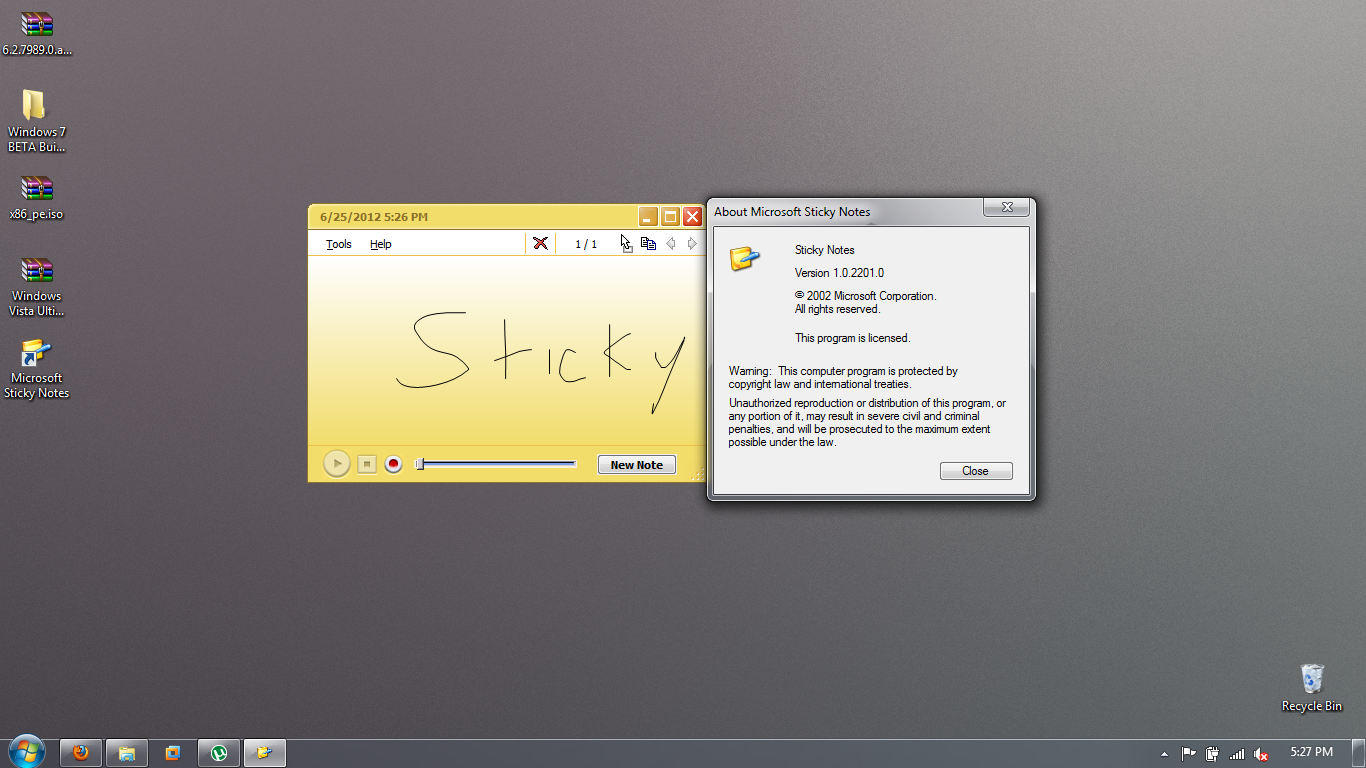 Microsoft Sticky Notes from TabletPC