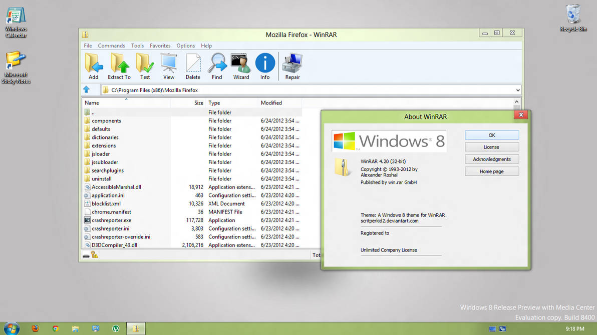 Windows 8 theme for WinRAR