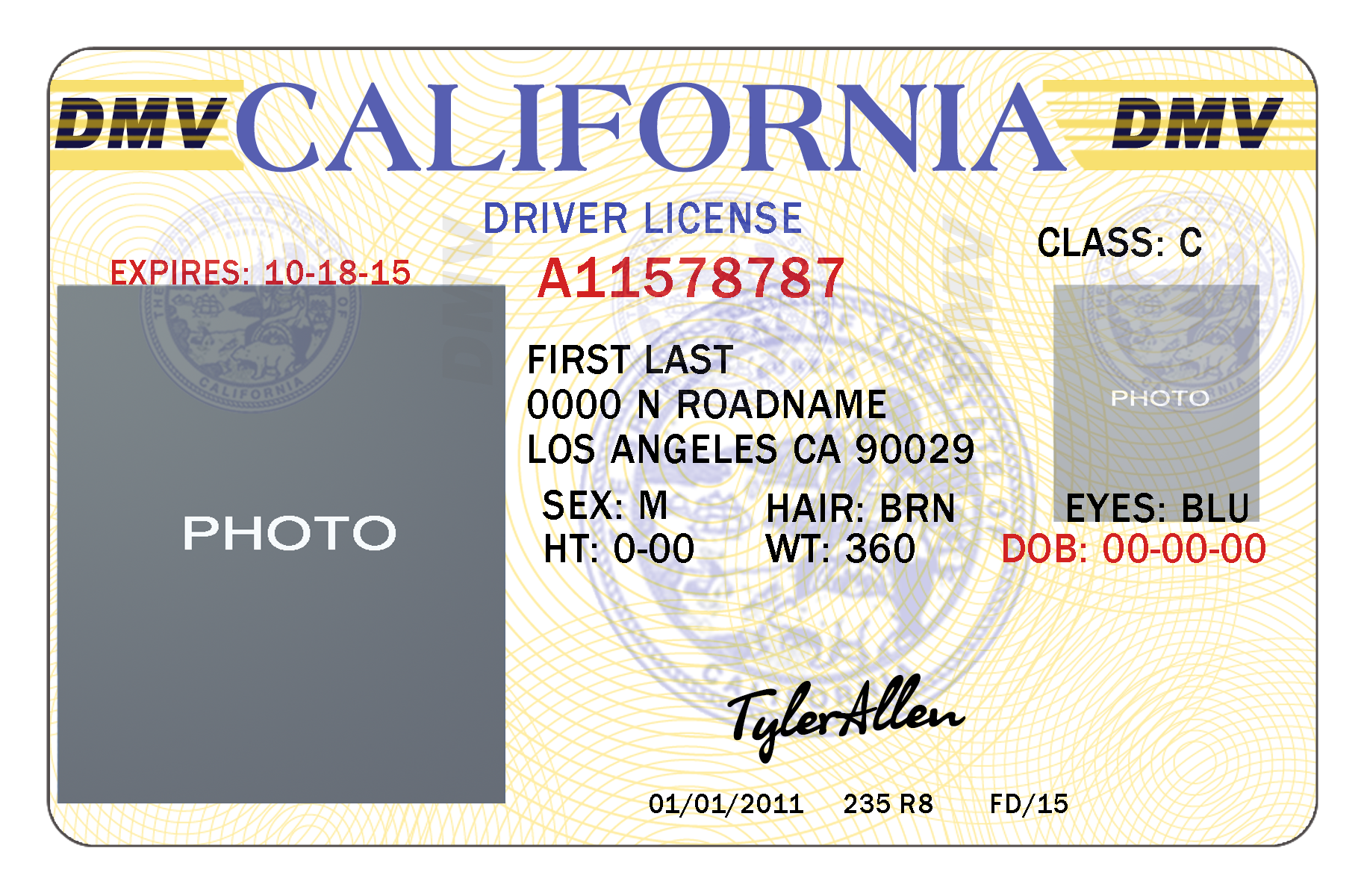 California Drivers License By TylerAllen86 On DeviantArt