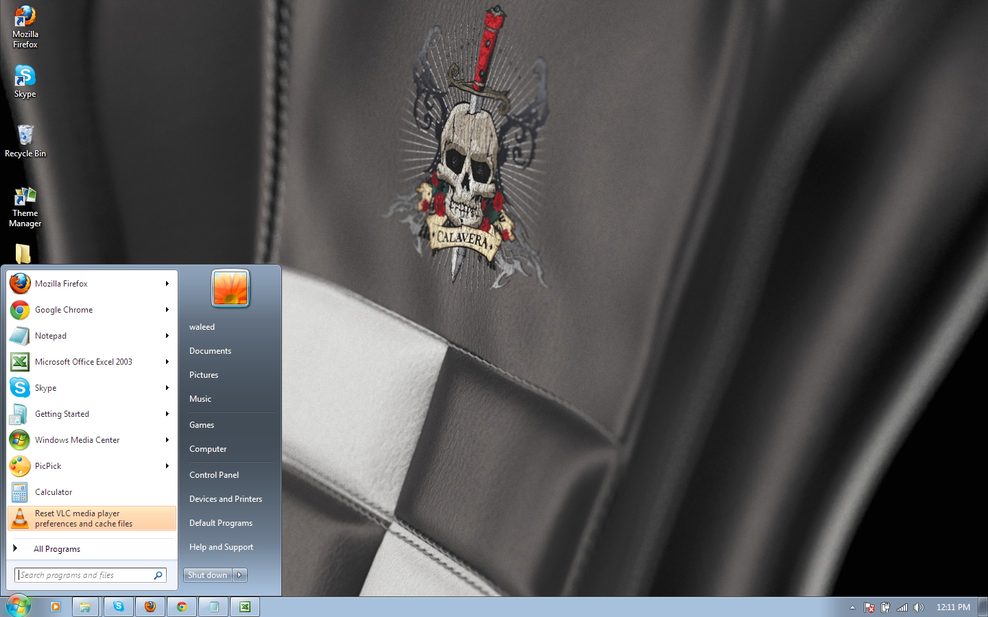 Calavera windows 7 theme