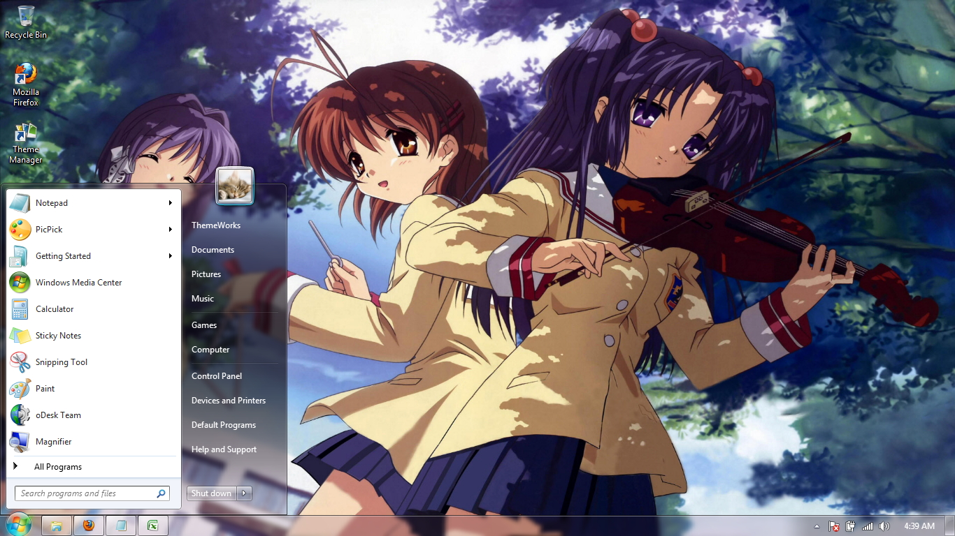 windows 7 desktop themes anime