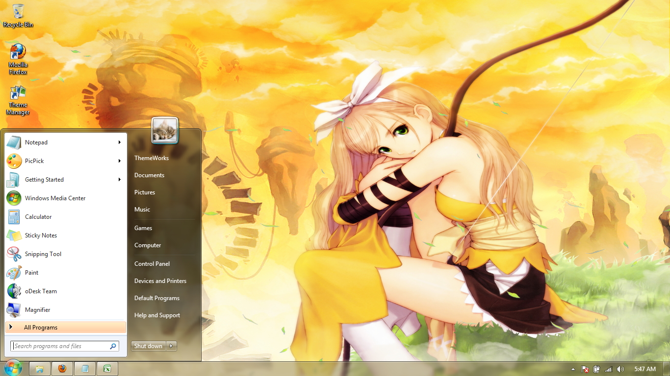 windows 7 desktop themes anime