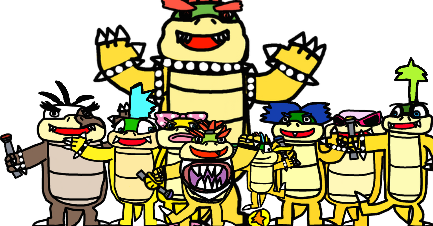Bowser, Bowser Jr., and the Koopalings by DragonGirlRoar on DeviantArt
