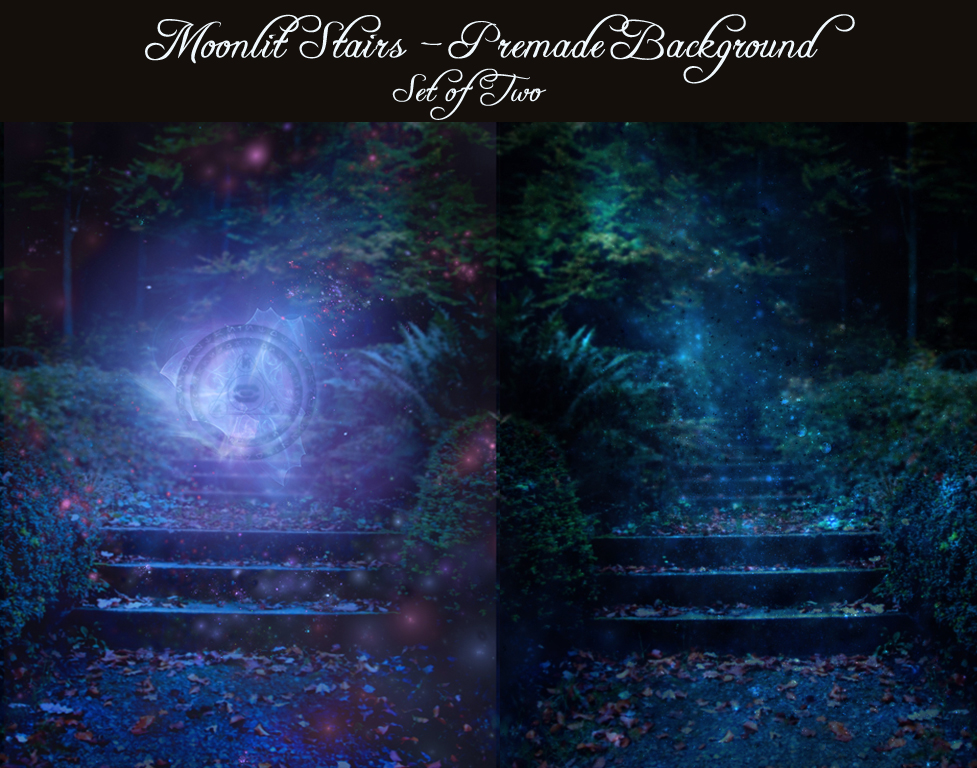 Moonlit Stairs - Two Premade Backgrounds