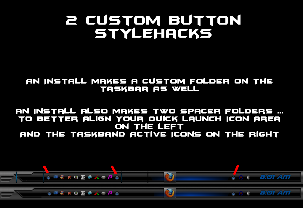 Win7 Folder Buttons And Spacers For Quick Launch