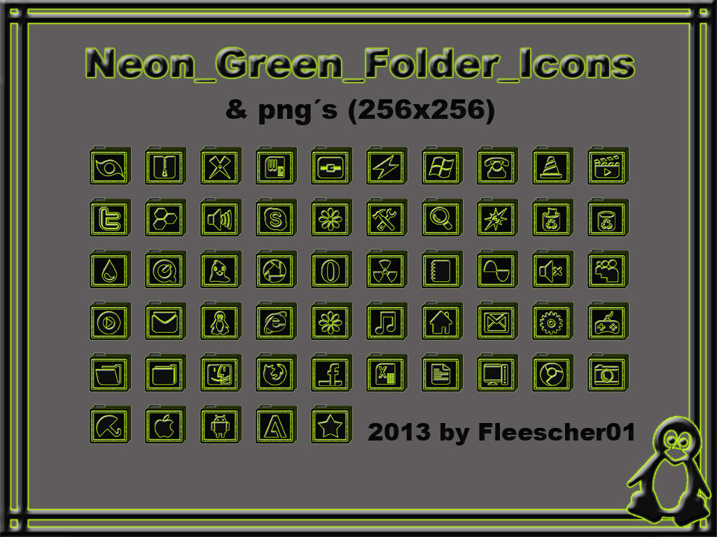Neon Green Folder Icons by Fleescher01 on DeviantArt