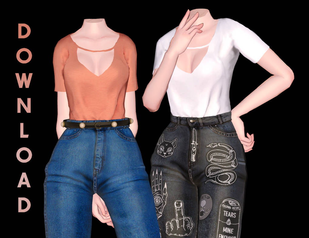 [MMD] Tucked in T-shirt w/ Milf Jeans (+DL) by AppleWaterSugar on ...