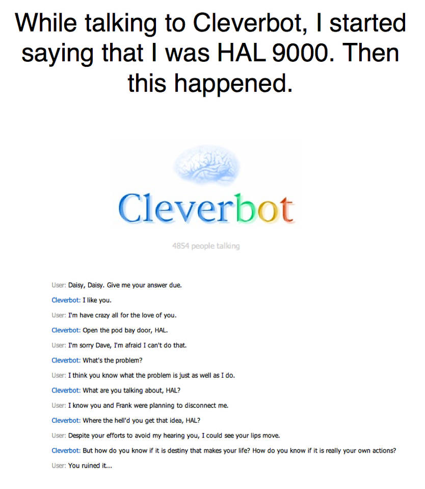 Quoting 2001 A Space Odyssey with Cleverbot by memphiselle on DeviantArt