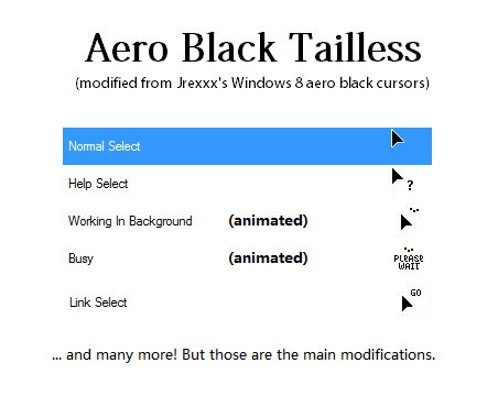 Aero Black Tailless Mouse Cursors