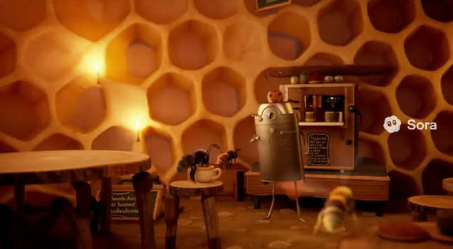 Coffee house for bees. Ai video