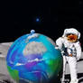 Astronaut makes graffiti of Earth, on the Moon. Ai