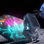 Astronaut and graffiti on the Moon. Ai