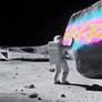 Astronaut and graffiti on the Moon. Ai
