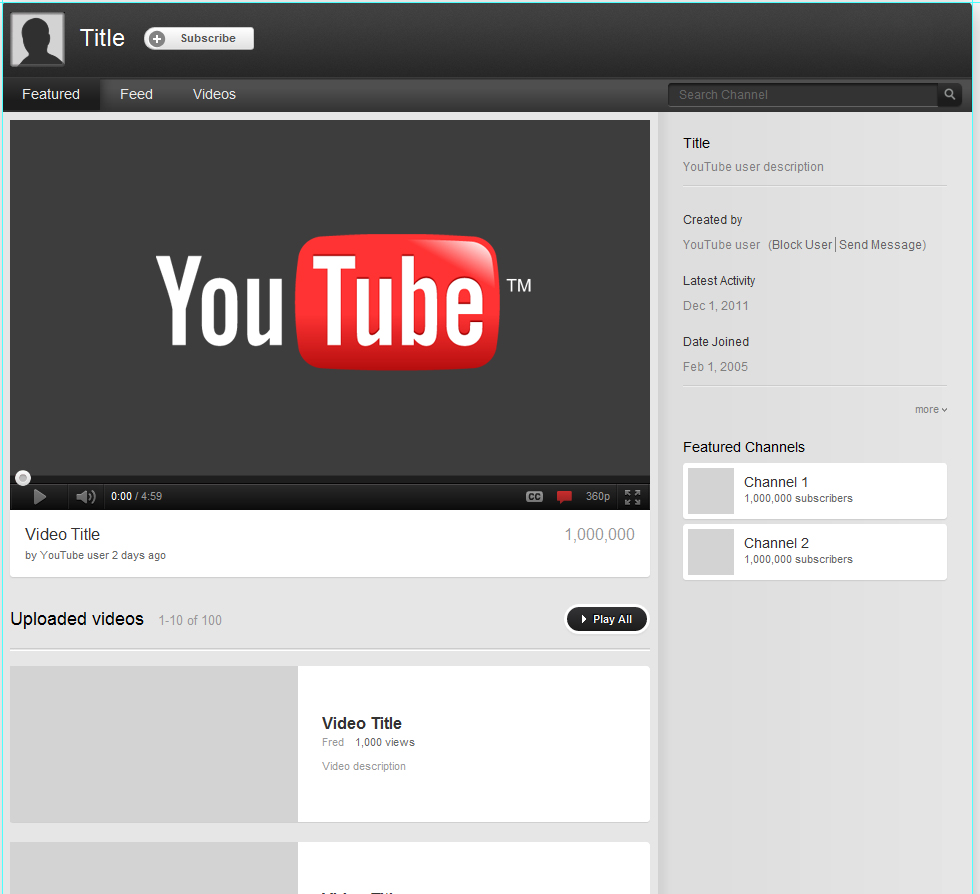 new Youtube 2012 Background layout Template