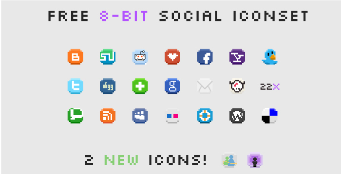 8-Bit Social Media Icons