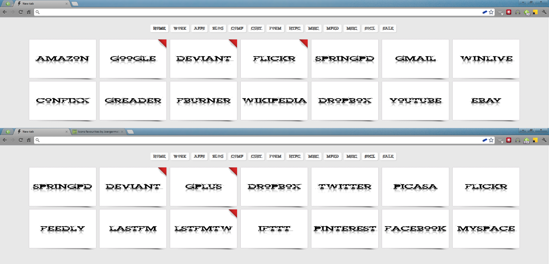 Text Icon Speed Dial v. 1.0 Mock